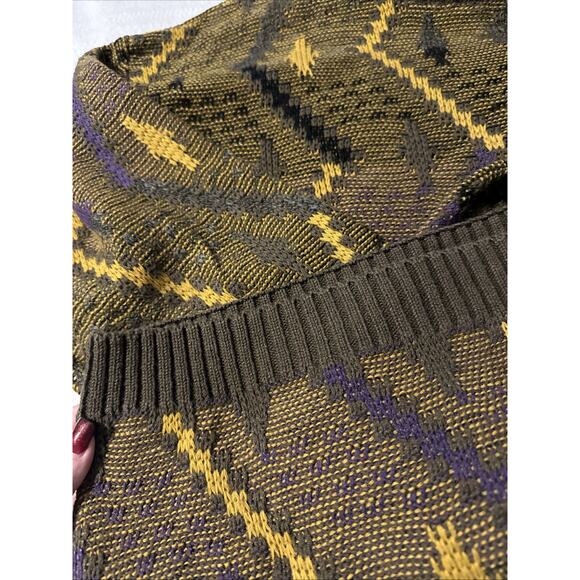 Marco Bandini Vintage Wool Blend 80s 90s Geometric Sweater Size M Purple Gold - Picture 9 of 9